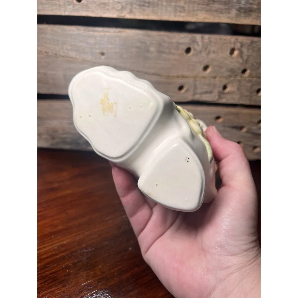 Vintage Ceramic Shoe Planter/Vase with Yellow Roses Granny Core